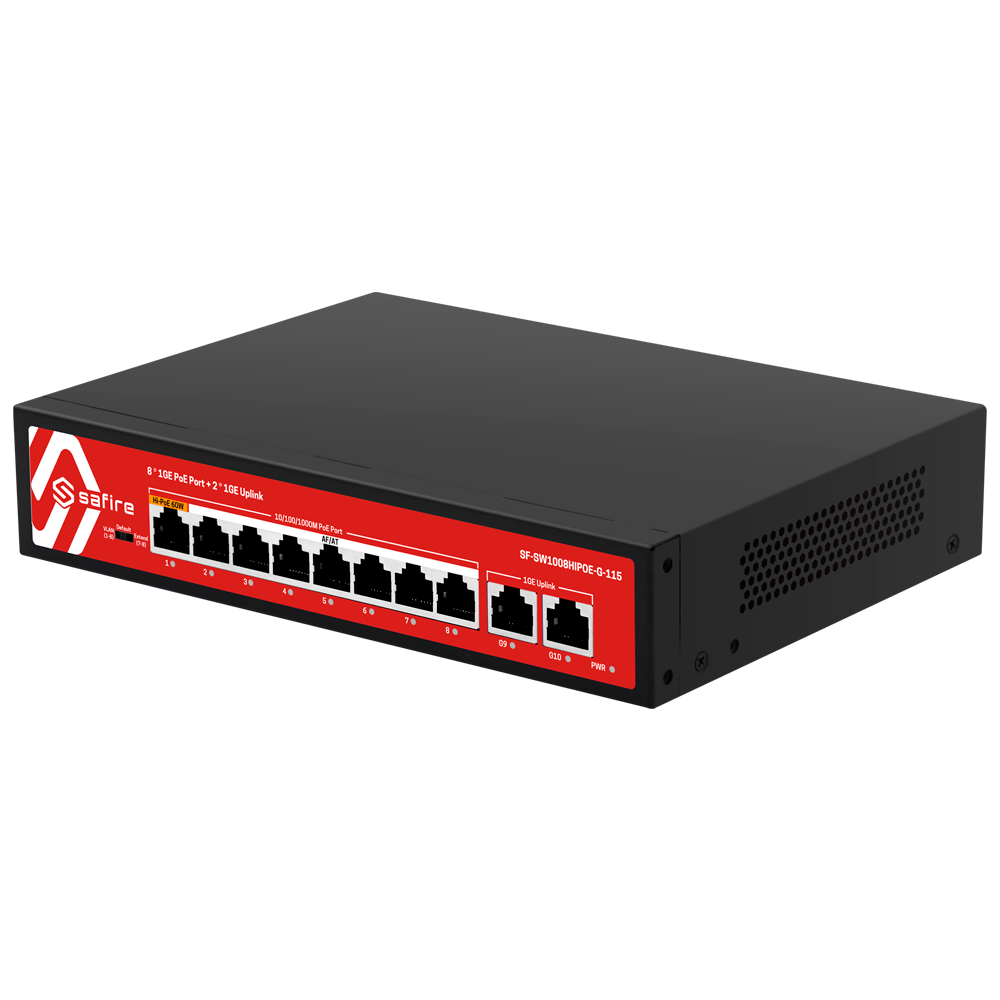 VIS Safire PoE-switch 8 x PoE+2 GB Uplink - 115W