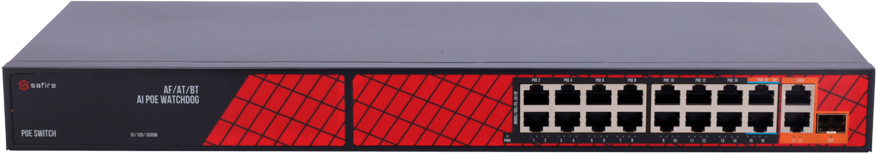 VIS Safire PoE-switch 16 x PoE + 2 GB Iink - 300W