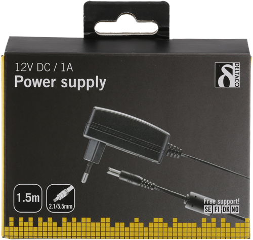 Deltaco nätadapter, 100-240V till 12V 1A Deltaco nätadapter, 100-240V till 12V 1A