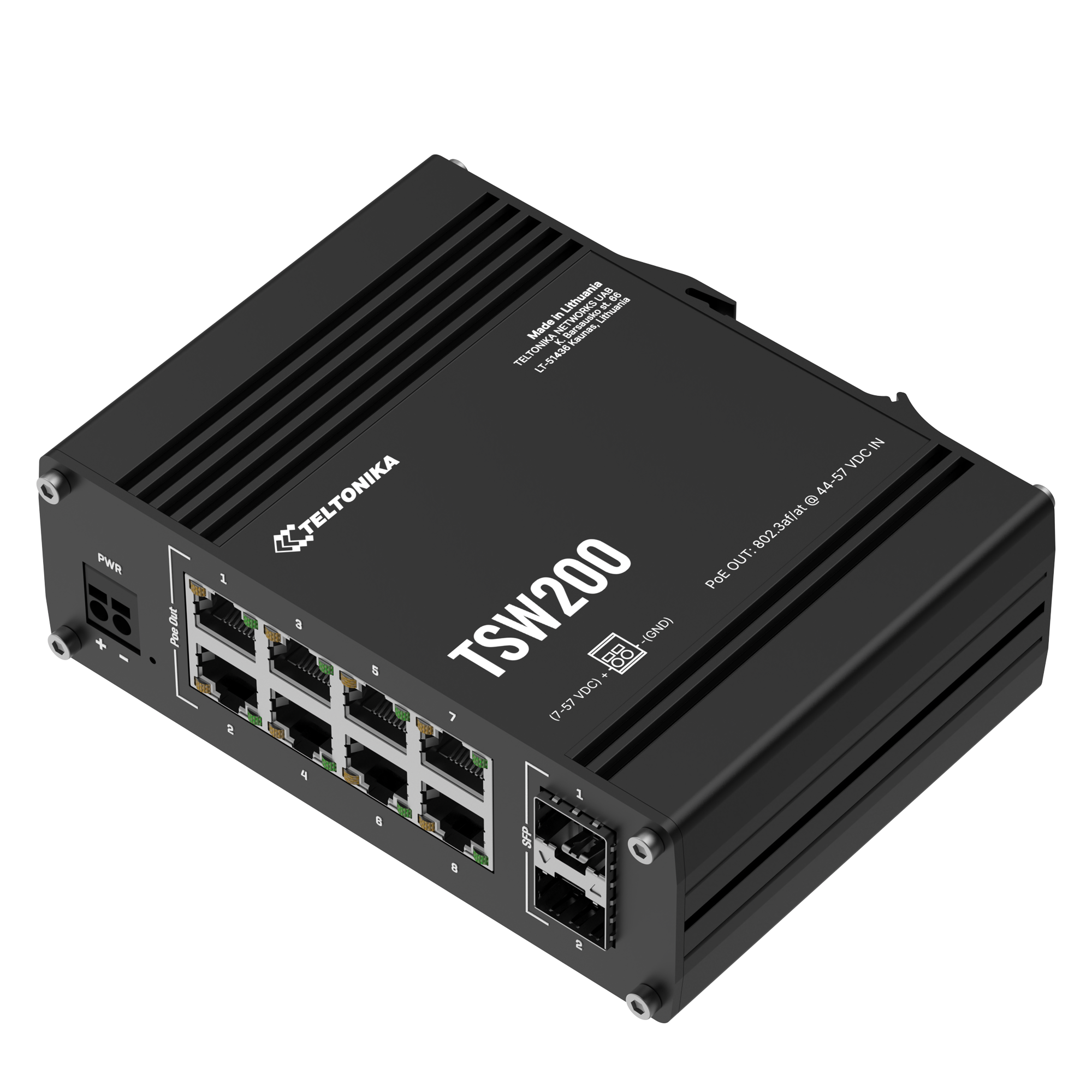 Teltonika TSW200 PoE+-switch, 8portar, 240W, 1Gbps